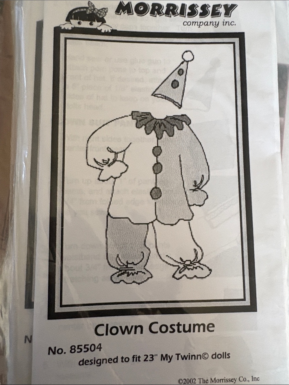 Morrissey 2002 DOLL  Clown Costume Pattern Black